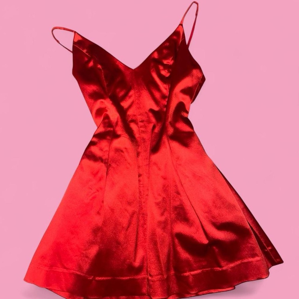 Bebe Elegant Red Satin Dress